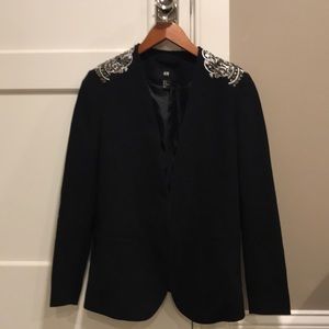 Black sequin-shoulder blazer